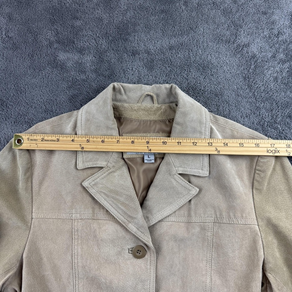 Wilsons Leather Maxima Jacket Womens L Tan Beige Suede Button Front Blazer - Picture 7 of 11